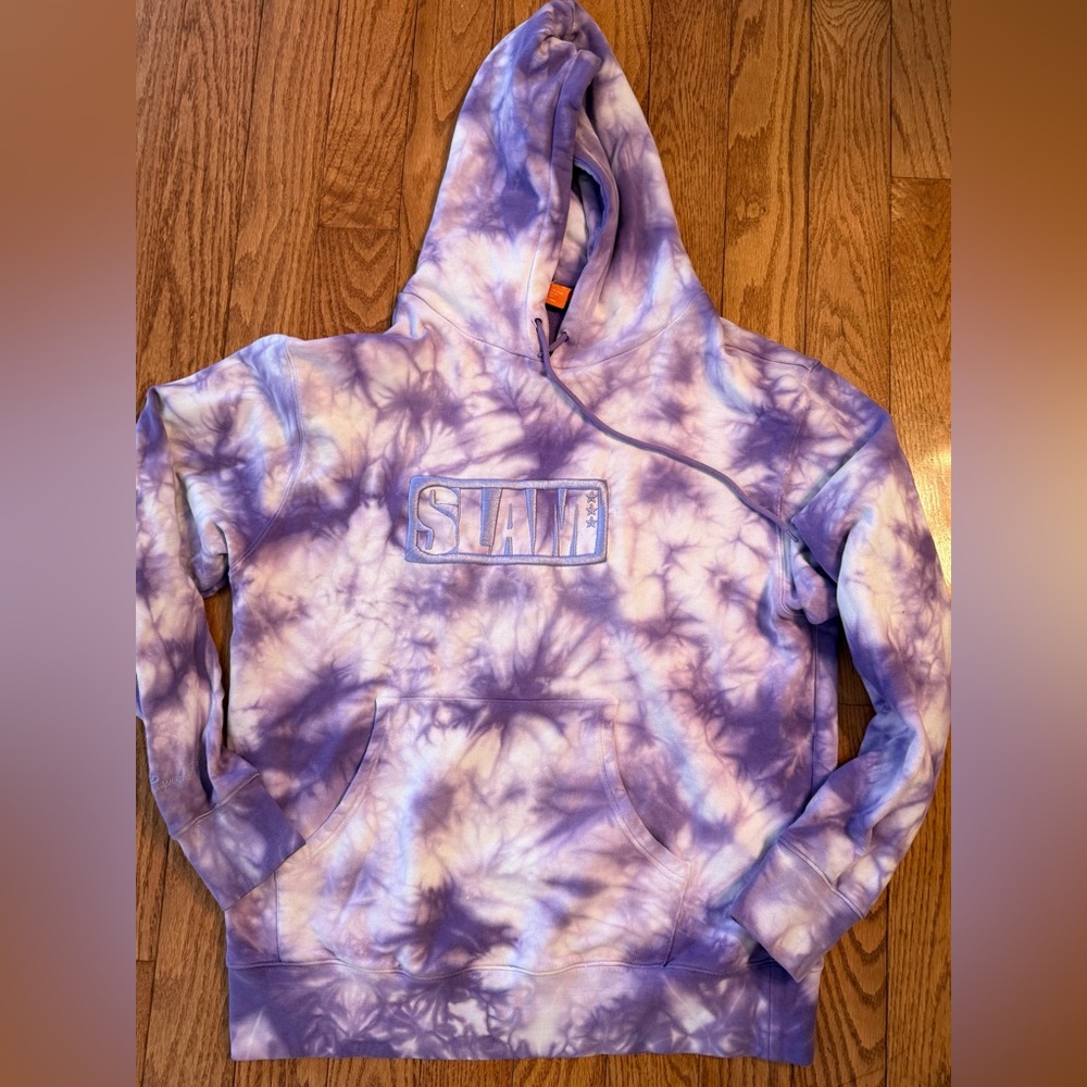 SLAM Magazine Purple Tie Dye Hoodie Large Respect The Game 100% Cotton